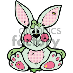 Cute Cartoon Bunny Rabbit with Gingham Ear Pattern