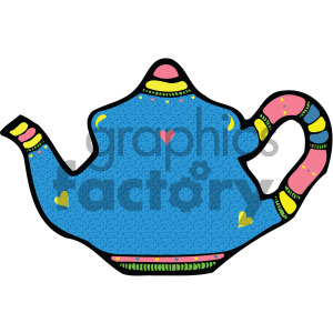 blue cartoon vector teapot