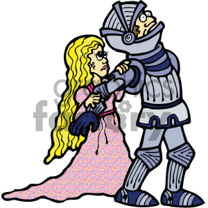 knight with princess cartoon art