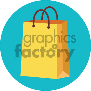 shopping bag circle background vector flat icon