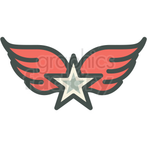 star with wings vector icon image