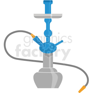 Clipart illustration of a modern hookah smoking pipe with a blue and gray design.