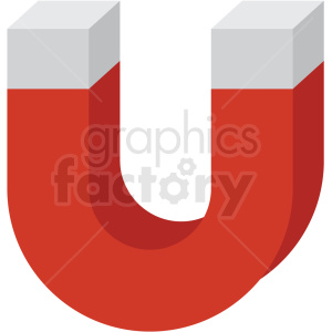 A red and gray horseshoe magnet clipart image.