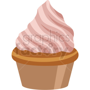 Clipart image of a cupcake with pink frosting.