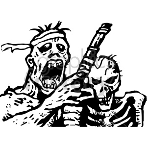 Zombie and Skeleton Tattoo Design