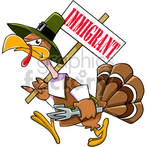 angry immigrant Thanksgiving turkey cartoon