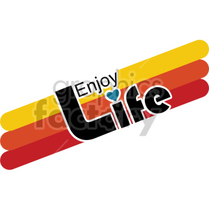  The clipart image depicts the words "Enjoy Life" in a stylized typography. The text is written in all caps and is composed of bold lines and curves. The colors used are red and grey. Overall, the image conveys a message to savor life