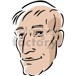 A stylized clipart of a man's face featuring simplified facial features and contours.