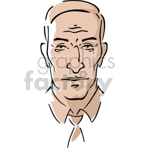 Illustration of a man's face with a neutral expression, featuring bold outlines and minimal shading.