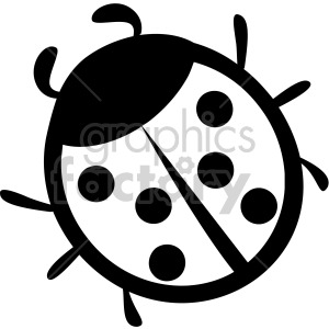 Black and white clipart image of a ladybug with polka dots.