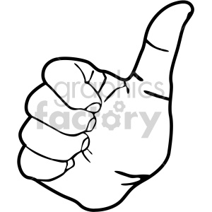 An illustration of a hand signing a thumbs up in American Sign Language.