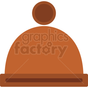 A clipart image of a winter beanie hat in orange and brown colors.