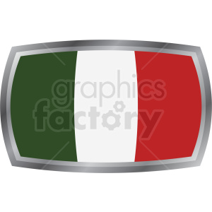 The clipart image depicts the flag of Italy, presented inside a metallic-looking oval frame. The flag consists of three vertical stripes: green on the left, white in the middle, and red on the right.