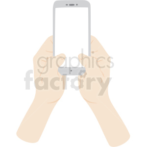 Illustration of hands holding a smartphone, showing the device's screen.