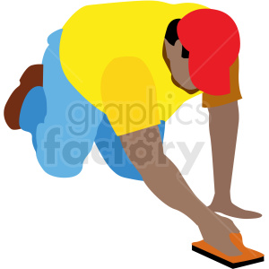 Illustration of a man in a yellow shirt and blue pants kneeling while smoothing concrete with a trowel.