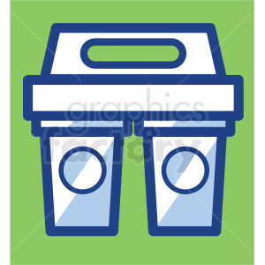 Illustration of two coffee to-go cups in a carrier with a green background.