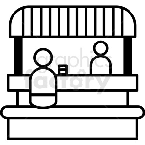 black and white food booth icon