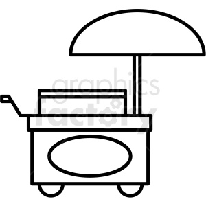 black and white food cart icon