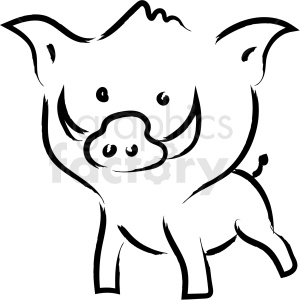 cartoon wild pig drawing vector icon