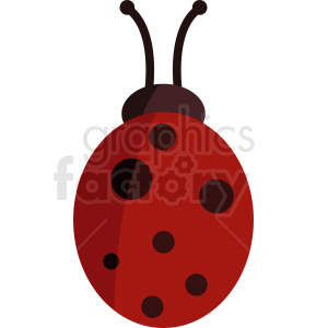 Clipart image of a red and black ladybug with a simple, minimalist design.