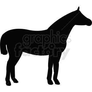 A black silhouette of a horse in a standing position.