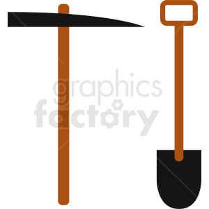 cartoon shovel with pickaxe vector clipart