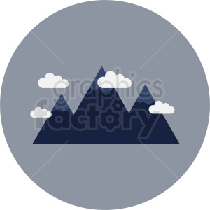 mountain with clouds vector icon on gray circle background