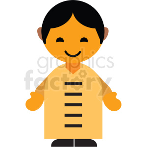 Cartoon illustration of a smiling person with a simple traditional-style outfit.