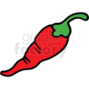 A clipart image of a red chili pepper with a green stem