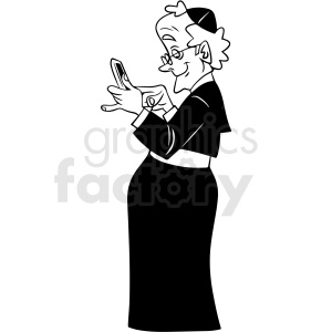 A cartoon illustration of a priest using a smartphone.