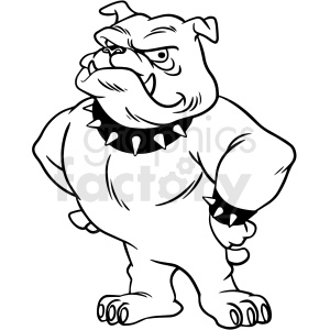 black and white cartoon bulldog mascot vector clipart