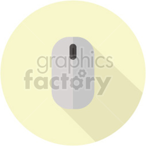 Clipart image of a computer mouse with a long shadow on a yellow circle background.