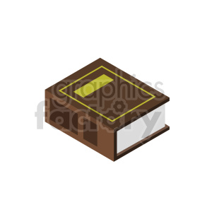 Isometric clipart image of a brown book with a legal theme.