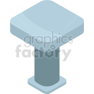 An isometric illustration of a blue-gray, rectangular pedestal with rounded edges.