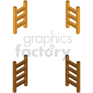 Isometric illustration of four wooden ladders with different shades, positioned at each corner of the image.