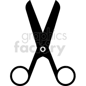 A simple black and white clipart image of a pair of scissors.