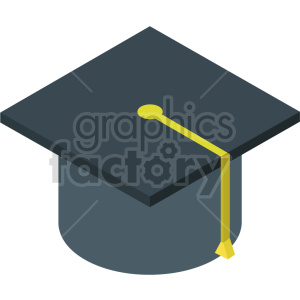 Isometric illustration of a graduation cap symbolizing education and academic achievement.