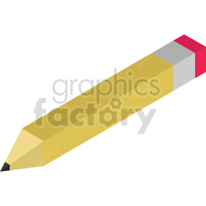 Isometric illustration of a yellow pencil with an eraser, representing education and writing tools.