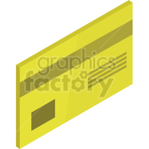 A clipart image of a yellow rectangular object resembling a  credit card, with the magnetic strip