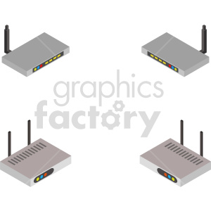 isometric network router vector icon clipart 1