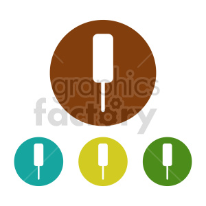 Colorful round icons of popsicles with white silhouettes on brown, teal, yellow, and green backgrounds.