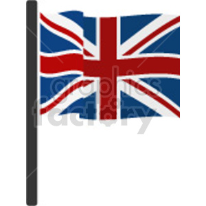 This clipart image displays the flag of Great Britain, also known as the Union Jack, which is mounted on a flagpole.