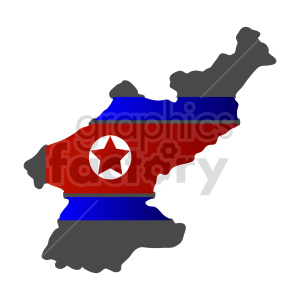   The image is a stylized representation of the Korean Peninsula with the North Korean flag overlaid on the northern part. The flag