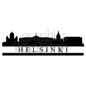 Helsinki skyline with title vector clipart