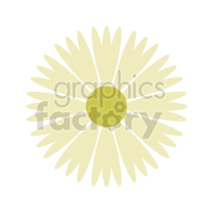 This is a clipart image of a simplistic yellow daisy flower with a central round disc and multiple elongated petals radiating outward.