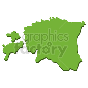 Clipart map illustration of Estonia in green.