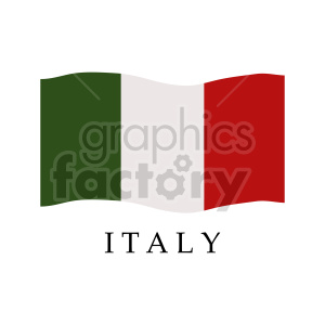 This clipart image features a stylized representation of the flag of Italy. The flag consists of three vertical bands of equal width, with green on the hoist side, white in the middle, and red on the fly side. Below the flag, the word ITALY is written in uppercase letters.