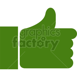 Green thumbs up symbol on a white background.