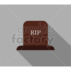 A brown tombstone clipart with the text 'RIP' against a gray background, casting a long shadow.