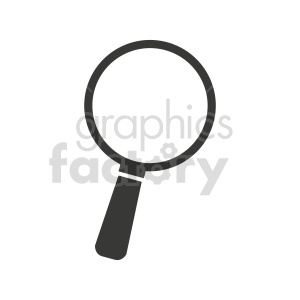 A simple black and white clipart image of a magnifying glass with a tilted handle.